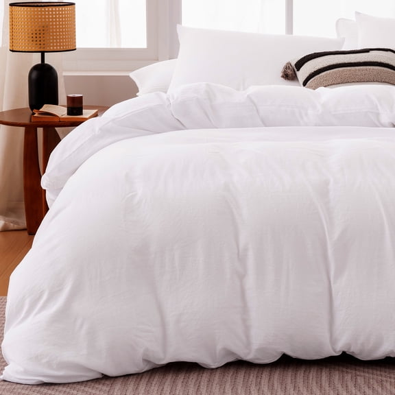 Sleep Zone Washed Microfiber 100gsm Duvet Cover Set, All Season Bedding, Twin/Twin-XL White