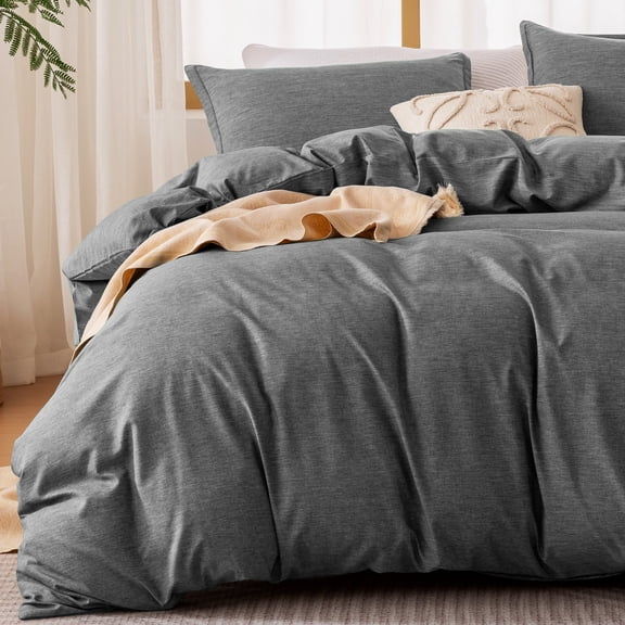 Sleep Zone Queen Cationic Microfiber Duvet Cover Set, Gray, Soft & Breathable