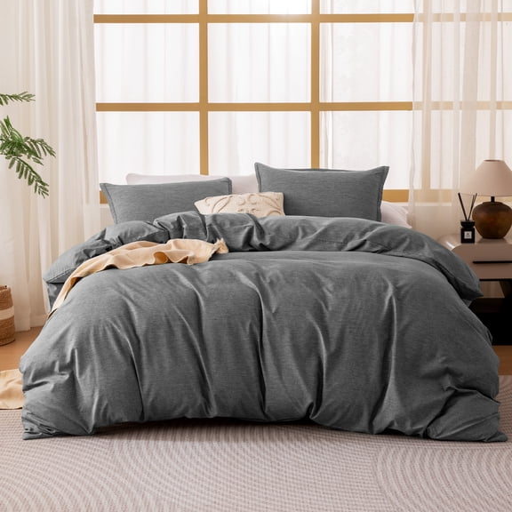 Sleep Zone Queen Cationic Microfiber Duvet Cover Set, Gray, Soft & Breathable