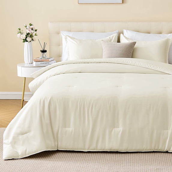 Sleep Zone 85gsm Luxury Plush Solid Microfiber Comforter Set, All Season Ultra Soft Bedding, Twin/Twin-XL Beige