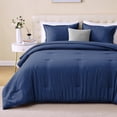 thumbnail image 1 of Sleep Zone 85gsm Luxury Plush Solid Microfiber Comforter Set, All Season Ultra Soft Bedding, Twin/Twin-XL Navy Blue, 1 of 10