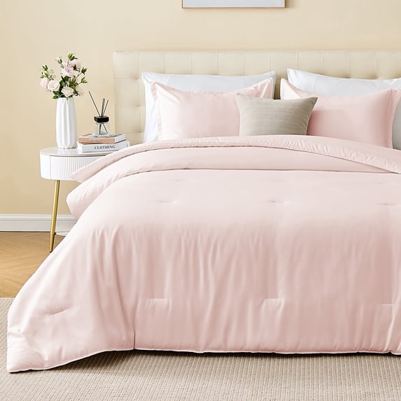 Sleep Zone 85gsm Luxury Plush Solid Microfiber Comforter Set, All Season Ultra Soft Bedding, Twin/Twin-XL Pink