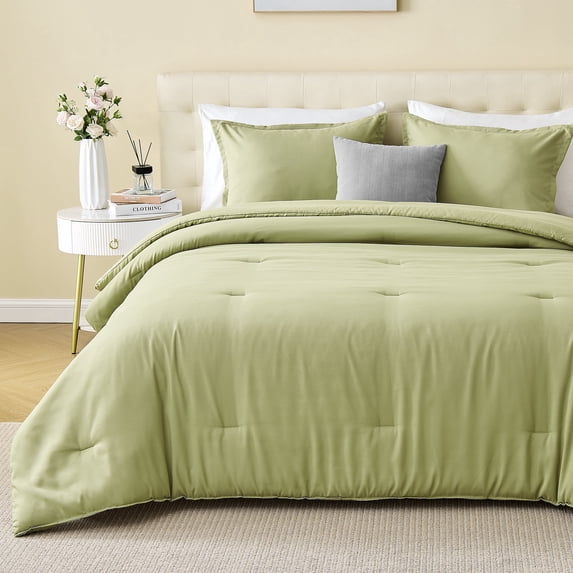 Sleep Zone 85gsm Luxury Plush Solid Microfiber Comforter Set, All Season Ultra Soft Bedding, King Sage Green