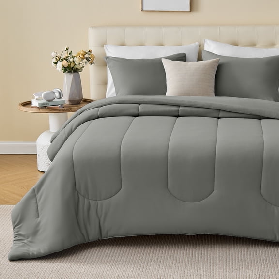 Sleep Zone 145gsm Luxury Jersey-Knit Comforter Set, Ultra Soft All Season Bedding, Twin/Twin-XL Gray