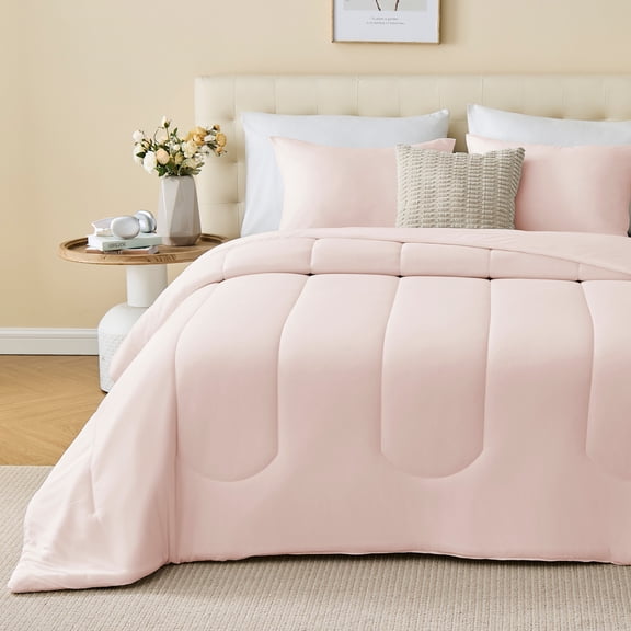 Sleep Zone 145gsm Luxury Jersey-Knit Comforter Set, Ultra Soft All Season Bedding, Queen Pink