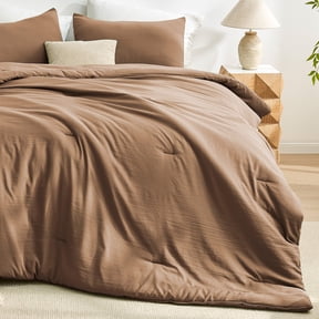 Sleep Zone Twin/Twin XL Washed Microfiber Comforter Set, Brown, Soft & Breathable