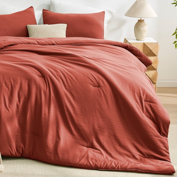 Sleep Zone Queen Washed Microfiber Comforter Set, Burgundy, Soft & Breathable
