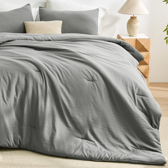 Sleep Zone Twin/Twin XL Washed Microfiber Comforter Set, Gray, Soft & Breathable