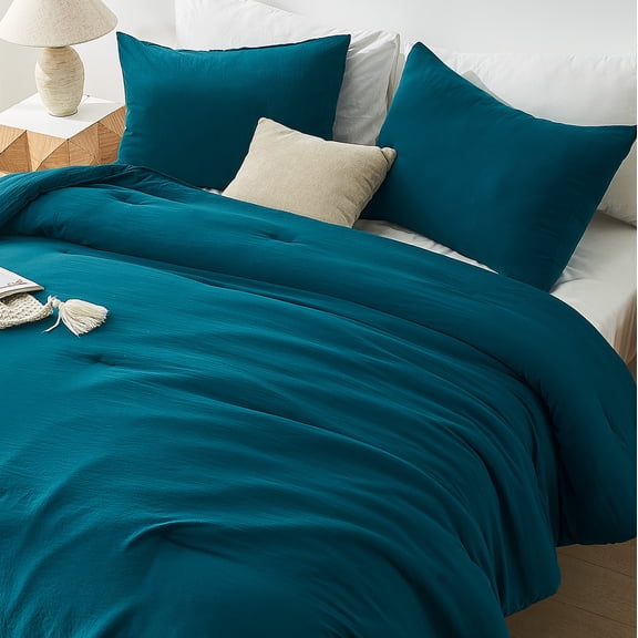 Sleep Zone King Washed Microfiber Comforter Set, Navy Blue, Soft & Breathable
