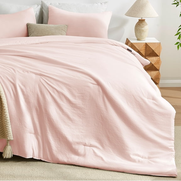 Sleep Zone Twin/Twin XL Washed Microfiber Comforter Set, Pink, Soft & Breathable