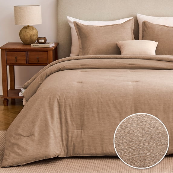 Sleep Zone 85gsm Cationic Microfiber Comforter Set, Luxury Ultra Soft All Season Bedding, King Brown
