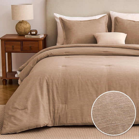 Sleep Zone 85gsm Cationic Microfiber Comforter Set, Luxury Ultra Soft All Season Bedding, Queen Brown