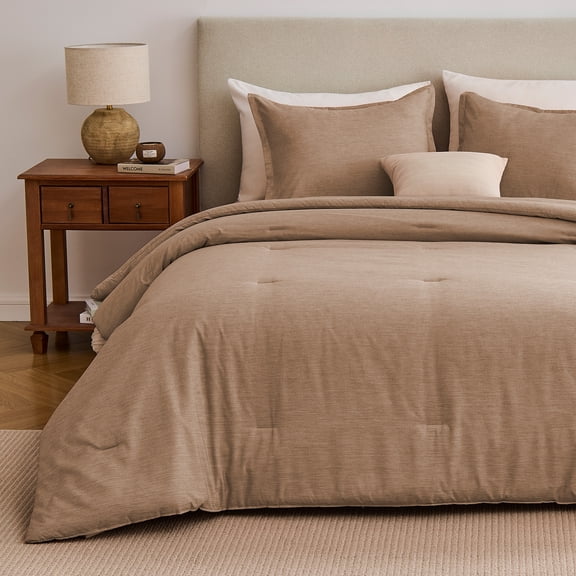 Sleep Zone 85gsm Cationic Microfiber Comforter Set, Luxury Ultra Soft All Season Bedding, Twin/Twin-XL Brown