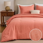 Sleep Zone 85gsm Cationic Microfiber Comforter Set, Luxury Ultra Soft All Season Bedding, Queen Coral