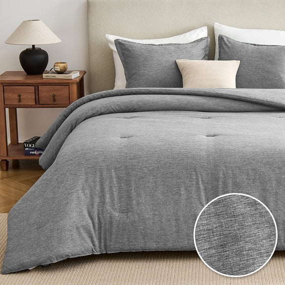 Sleep Zone 85gsm Cationic Microfiber Comforter Set, Luxury Ultra Soft All Season Bedding, Full Gray