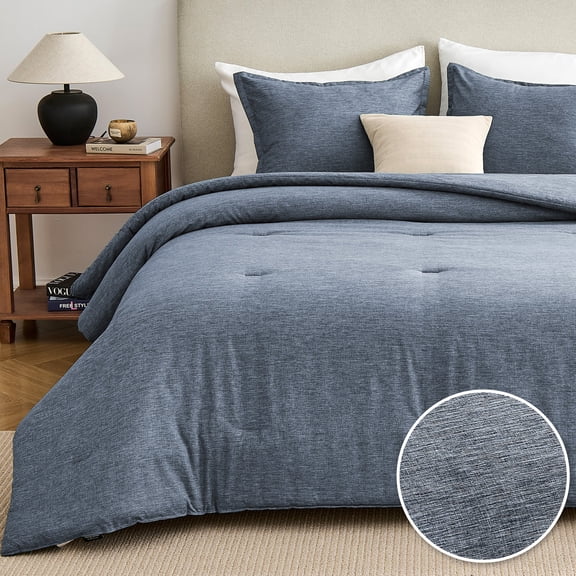 Sleep Zone 85gsm Cationic Microfiber Comforter Set, Luxury Ultra Soft All Season Bedding, Twin/Twin-XL Navy Blue