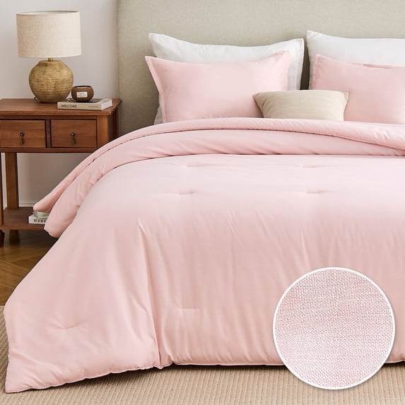 Sleep Zone 85gsm Cationic Microfiber Comforter Set, Luxury Ultra Soft All Season Bedding, Twin/Twin-XL Pink