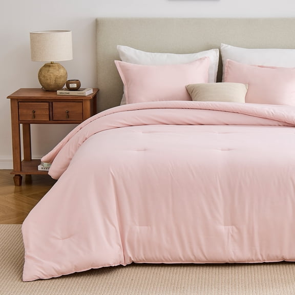 Sleep Zone 85gsm Cationic Microfiber Comforter Set, Luxury Ultra Soft All Season Bedding, Twin/Twin-XL Pink