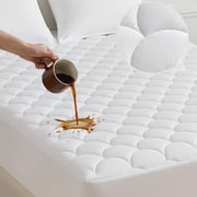 Sleep Zone Waterproof Mattress Protector California King, Breathable Skin-Friendly Washable Quilted Mattress Cover, White