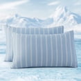 thumbnail image 1 of Sleep Zone Essential Cooling Stripe Pillowcases 2 Pack, Silky Cool Touch Pillow Cases for Hair & Skin, Breathable Moisture Wicking Pillow Covers, Envelope Closure (Blue, Standard), 1 of 12