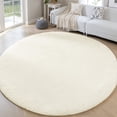 thumbnail image 1 of Sleep Zone Fluffy Round Shaggy Rug, Non Slip Soft Plush Carpet, Easy Clean Indoor Floor Mat, Beige 5ft Round, 1 of 8