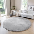 thumbnail image 1 of Sleep Zone Fluffy Round Shaggy Rug, Non Slip Soft Plush Carpet, Easy Clean Indoor Floor Mat, Gray 5ft Round, 1 of 8
