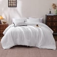 thumbnail image 1 of Sleep Zone Striped Jacquard Bedding Set Full Size, 3 Piece Luxury Ultra Soft Comforter Set, Lightweight Breathable & Durable White Bedding Set, 1 of 13