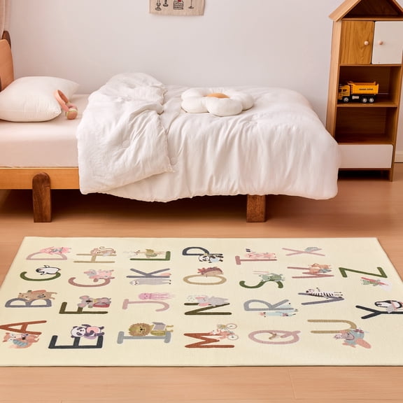 Sleep Zone 3'×5' Kids Abc Zoo Area Rug, Kids Playmat Area Rug for Bedroom Kids Room