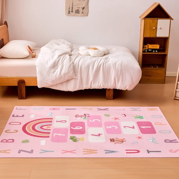 Sleep Zone 4'×6' Kids Hopscotch Area Rug, Kids Playmat Area Rug for Bedroom Kids Room