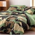 thumbnail image 1 of Sleep Zone Twin Kids Bedding Comforter Set, 5 Piece Boy Cool Durable Children Bed in a Bag, Green Camo, 1 of 8