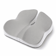 Sleep Zone Memory Foam Seat Cushion, 17.7" 16.2" 4.7", White & Gray, Ergonomic Pressure Relief