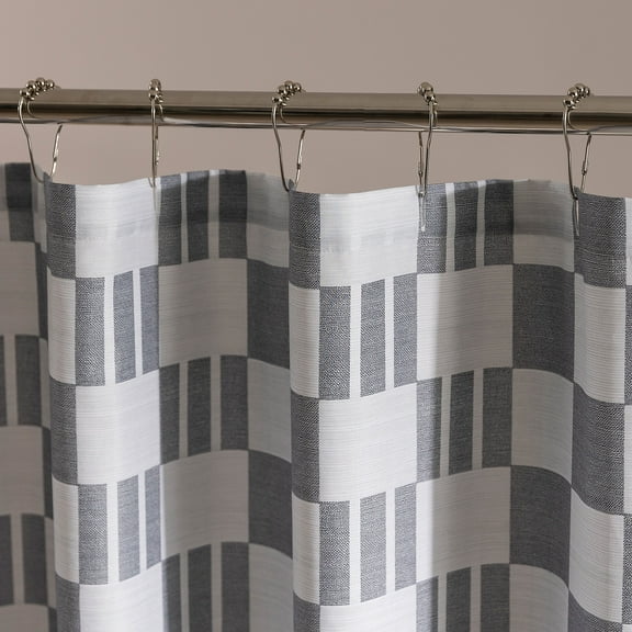 Sleep Zone Grey Checkered Shower Curtain Waterproof Curtains for Bathroom Decor Bathtub Geometric Printed Fabric Shower Curtain 72" × 72"