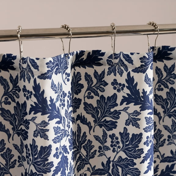 Sleep Zone Navy Leaf Shower Curtain Waterproof Curtains for Bathroom Decor Bathtub Geometric Printed Fabric Shower Curtain 72" × 72"