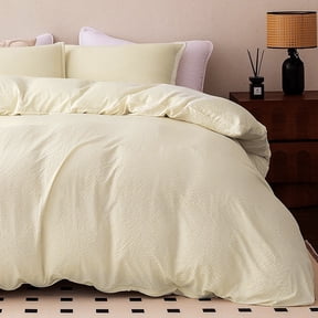 Sleep Zone Seersucker Duvet Cover Set Queen, Soft Breathable Bedding Set, Wrinkle Resistant, Modern Textured, All Season Use (Beige, Queen)