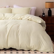 Sleep Zone Seersucker Duvet Cover Set Queen, Soft Breathable Bedding Set, Wrinkle Resistant, Modern Textured, All Season Use Beige, Queen