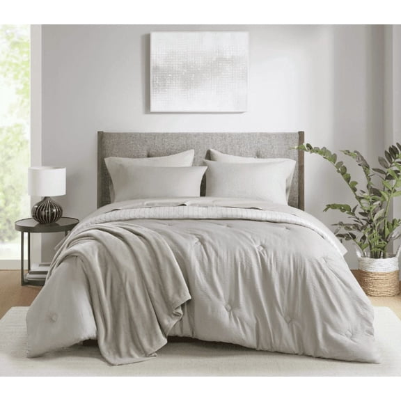 Sleep Zone Seersucker Ruffled Duvet Cover Set Queen, Soft Breathable Bedding Set, Wrinkle Resistant, Modern Textured, All Season Use (Black, Queen)