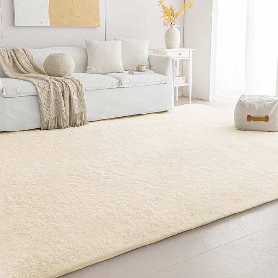Sleep Zone Ultra-Soft Plush Area Rug 4×6 Feet, Beige Non-Slip Fuzzy Rug for Living Room