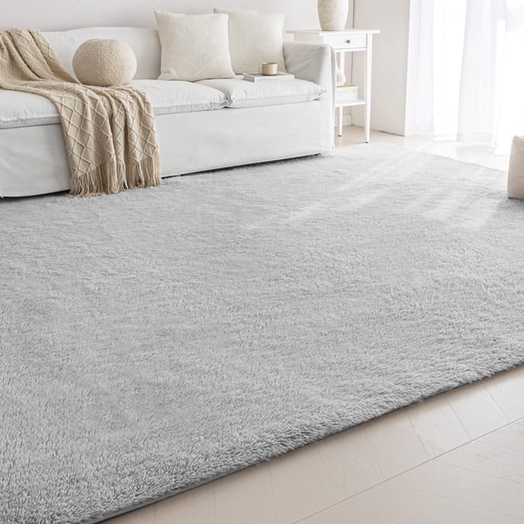 Sleep Zone 6x9 Ultra-Soft Plush Area Rug Grey, Non-Slip Fuzzy Rug for Living Room