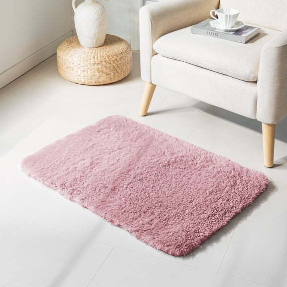 Sleep Zone 2x3 Ultra-Soft Plush Area Rug Pink, Non-Slip Fuzzy Rug for Entryway Bedroom