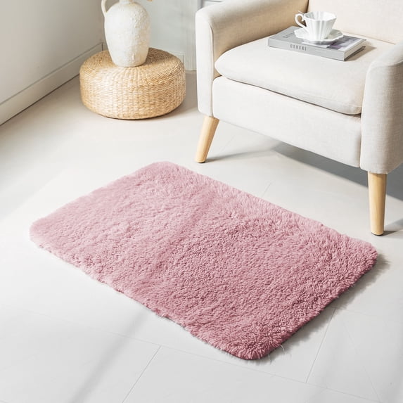 Sleep Zone 2x3 Ultra-Soft Plush Area Rug Pink, Non-Slip Fuzzy Rug for Entryway Bedroom