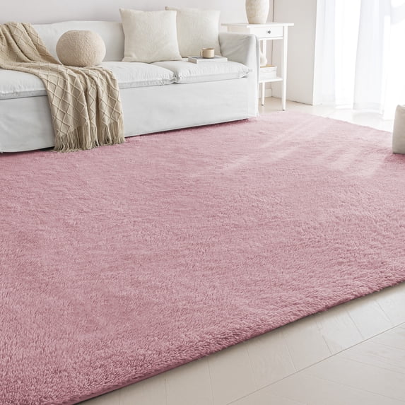 Sleep Zone Ultra-Soft Plush Area Rug 4×6 Feet, Pink Non-Slip Fuzzy Rug for Living Room