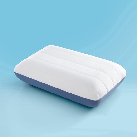 Sleep Zone Cooling High Thick Memory Foam Firm Pillow, Adjustable Height Neck Support, Blue 6.5" + 0.25"