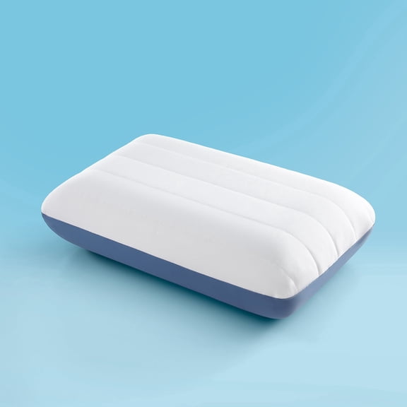 Sleep Zone Cooling Thick Memory Foam Firm Pillow, Adjustable Height Neck Support, Blue 6.5" + 0.25"