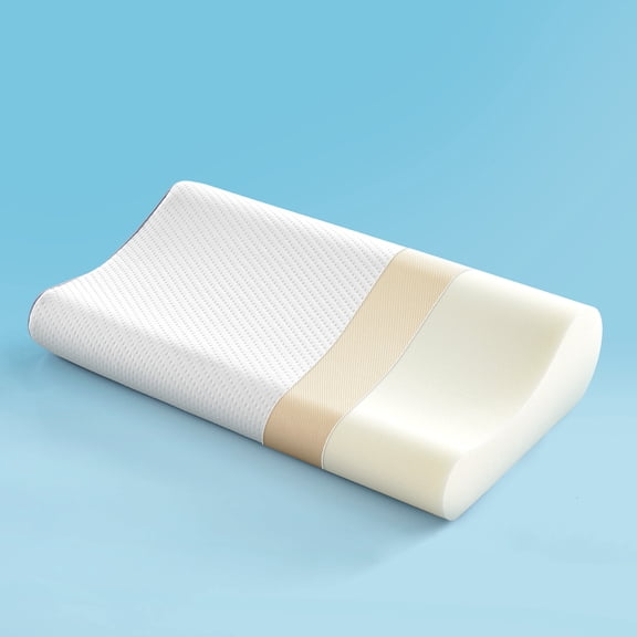 Sleep Zone Standard Memory Foam Pillow, Ergonomic Adjustable Orthopedic Contour Bed Pillows Neck Support for Side Back Stomach Sleepers, White
