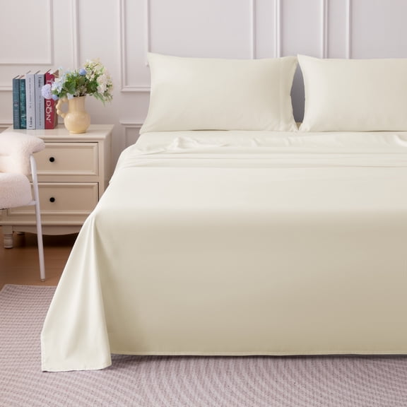 SLEEP ZONE 85gsm Bed Sheet Set, Microfiber Wrinkle-free Bedding set with 14" Pocket Beige, Queen