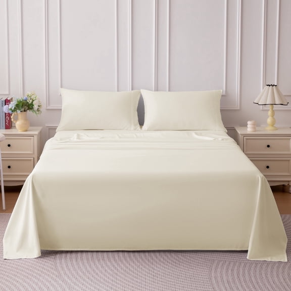 SLEEP ZONE 85gsm Bed Sheet Set, Microfiber Wrinkle-free Bedding set with 14" Pocket Beige, Queen