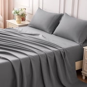 SLEEP ZONE 85gsm Bed Sheet Set, Microfiber Wrinkle-free Bedding set with 14" Pocket Gray, Queen