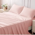 thumbnail image 1 of SLEEP ZONE 85gsm Bed Sheet Set, Microfiber Wrinkle-free Bedding set with 14" Pocket Pink, Full, 1 of 9