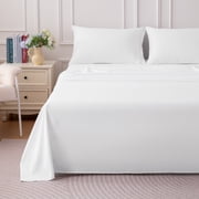 SLEEP ZONE 85gsm Bed Sheet Set, Microfiber Wrinkle-free Bedding set with 14" Pocket White, Queen
