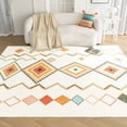 thumbnail image 1 of Sleep Zone 6x9 Washable Non Slip Area Rug Boho Rhombus, Wave edge Scalloped Water Resistant Rug for Bedroom Living room, 1 of 9